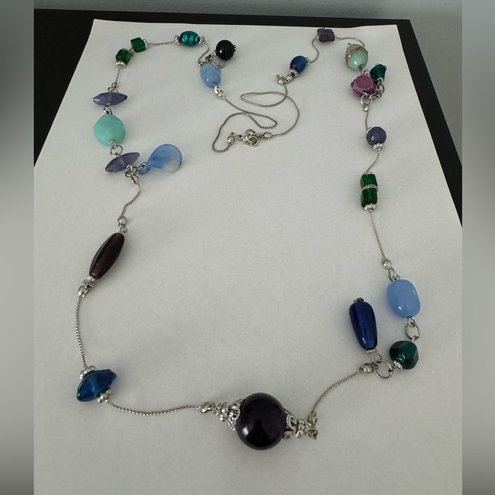 22" Lane Bryant glass bead silver tone necklace - Picture 11 of 11
